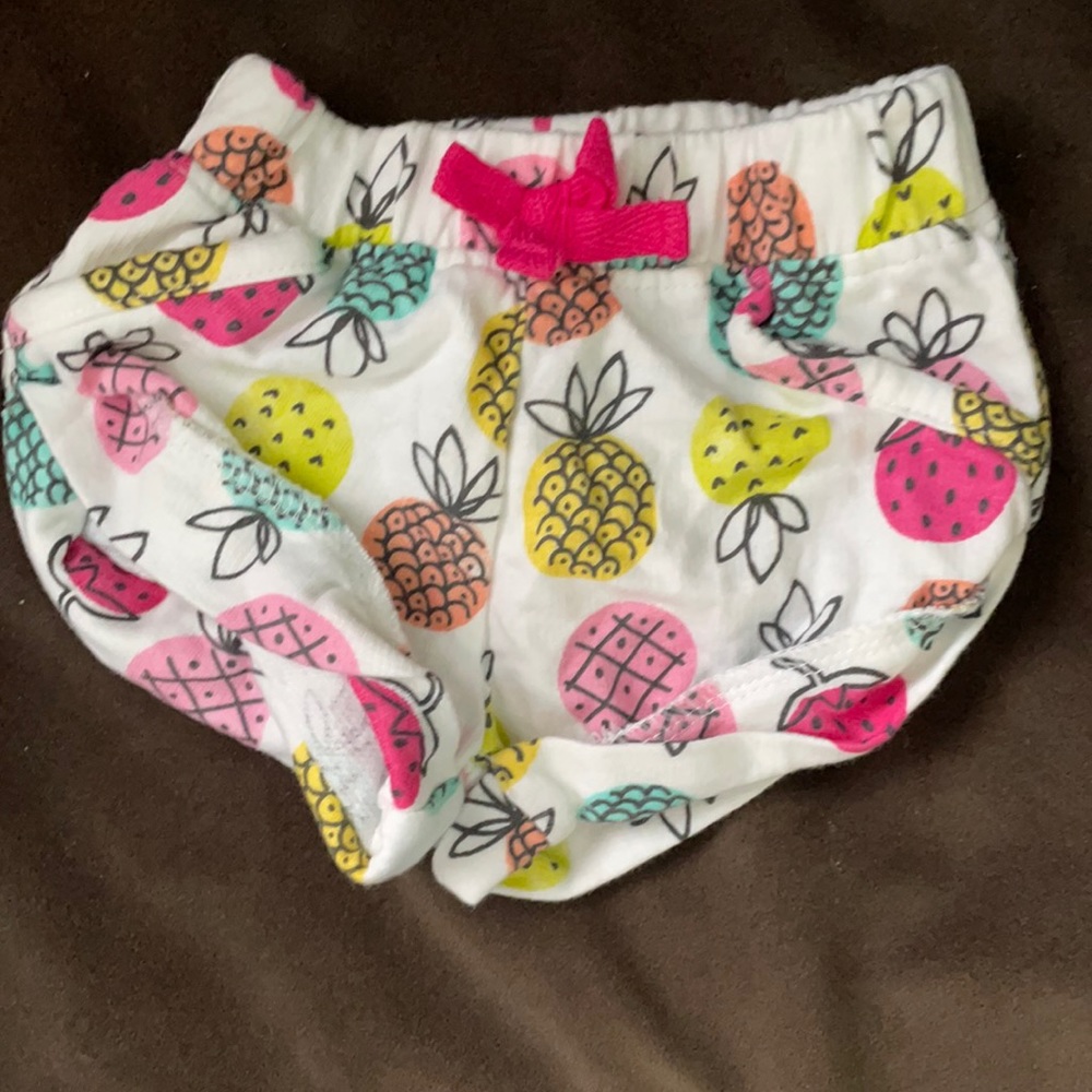Baby girl newborn shorts with colorful pineapples